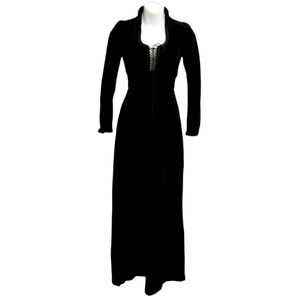 Vintage Gunne Sax by Jessica Black Velveteen Victorian Maxi Dress